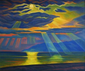 Незговорова Нина. Солнце над Байкалом. 2010 г. Холст, масло. 110х130 см.