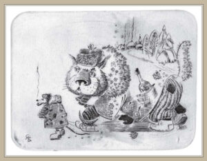 Сорокин А.В. Сибирский кот. 2001 г. Резцовая гравюра на меди. 18х22 см.