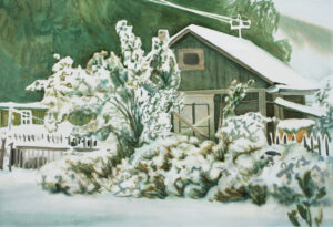 Бородин В.М. Первый снег. 2005 г. Бумага, акварель. 49x60 см.