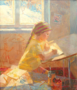 Пономарева М.Л. Женя рисует. 2003 г. Холст, масло. 93х80 см.